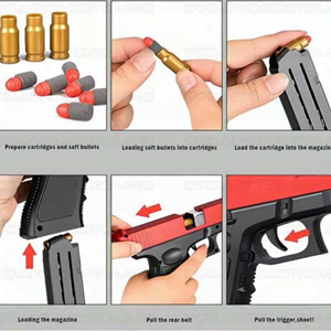 تفنگ اسباب بازی کلت تیر پرتابی پوکه پران Toy Gun مدل ‎XWUK-034_اسباب بازی